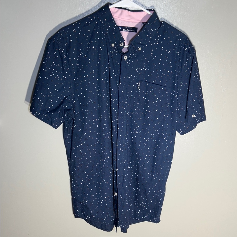Ben Sherman Navy Blue Speckled Button Down Shirt